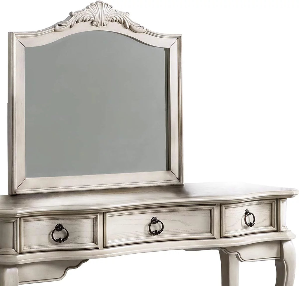 Antique White Vanity Set with Stool and Mirror X8382