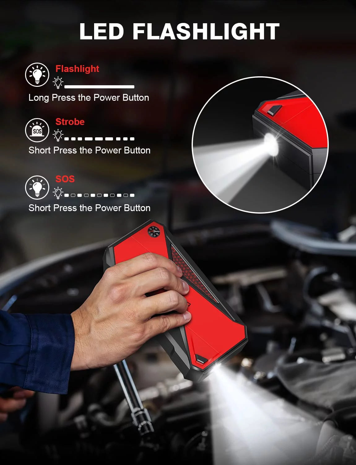1600A Peak 18000mAh Portable Car Jump Starter F666516