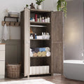 Light Rustic Oak Kitchen Pantry Storage Cabinet with Barn Door and Hanging Rod Q2671