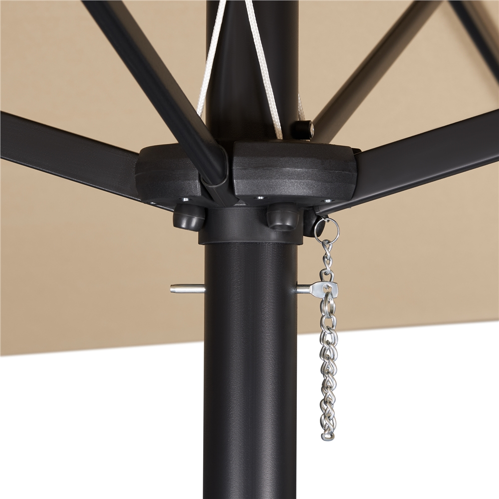 Tan 13ft Patio Umbrella with Solar Lights Q98443