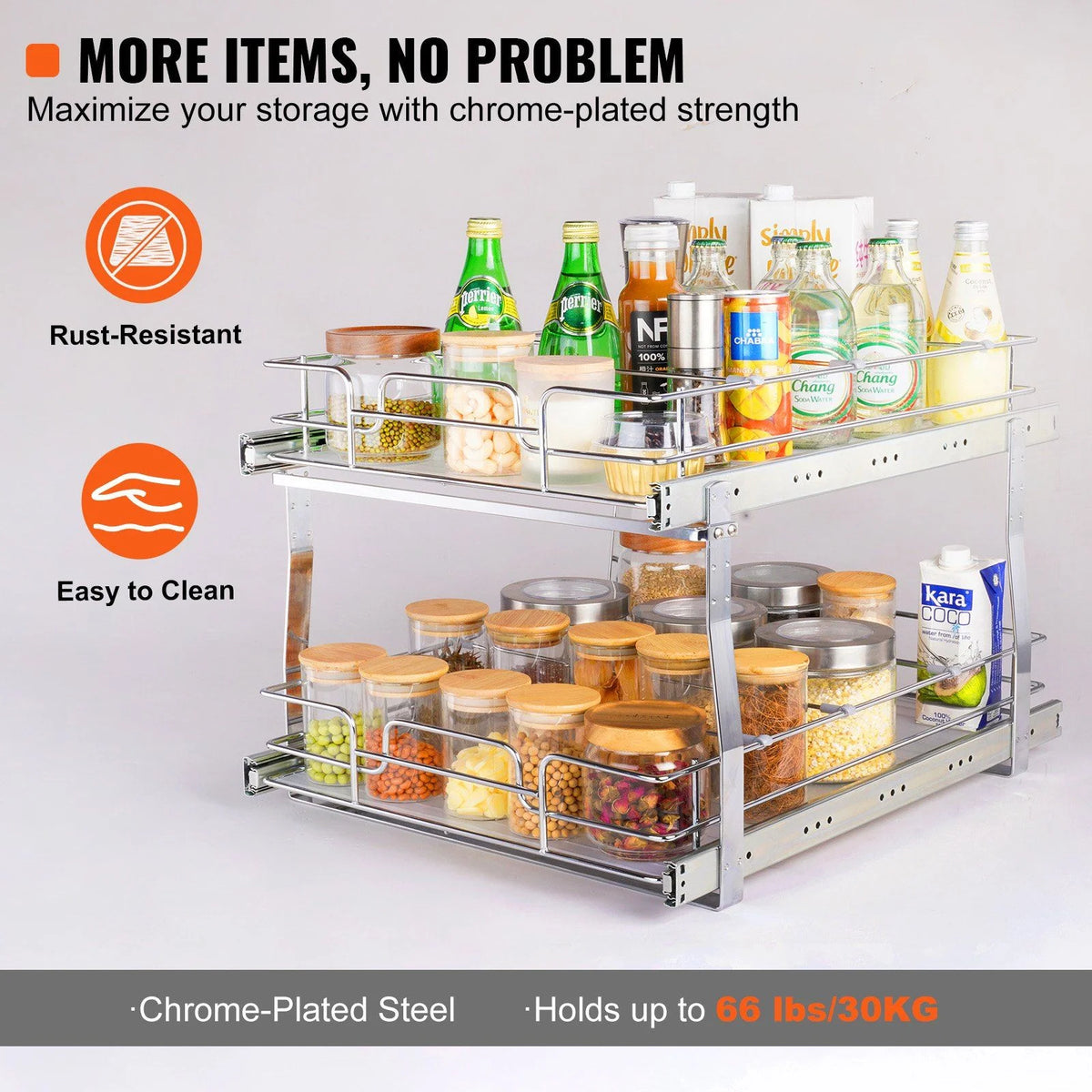 Chrome Steel Pull Out Cabinet Organizer Z97971