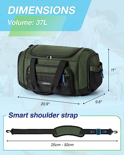 Black Water-resistant Gym Duffel Bag with Shoe Compartment P4805