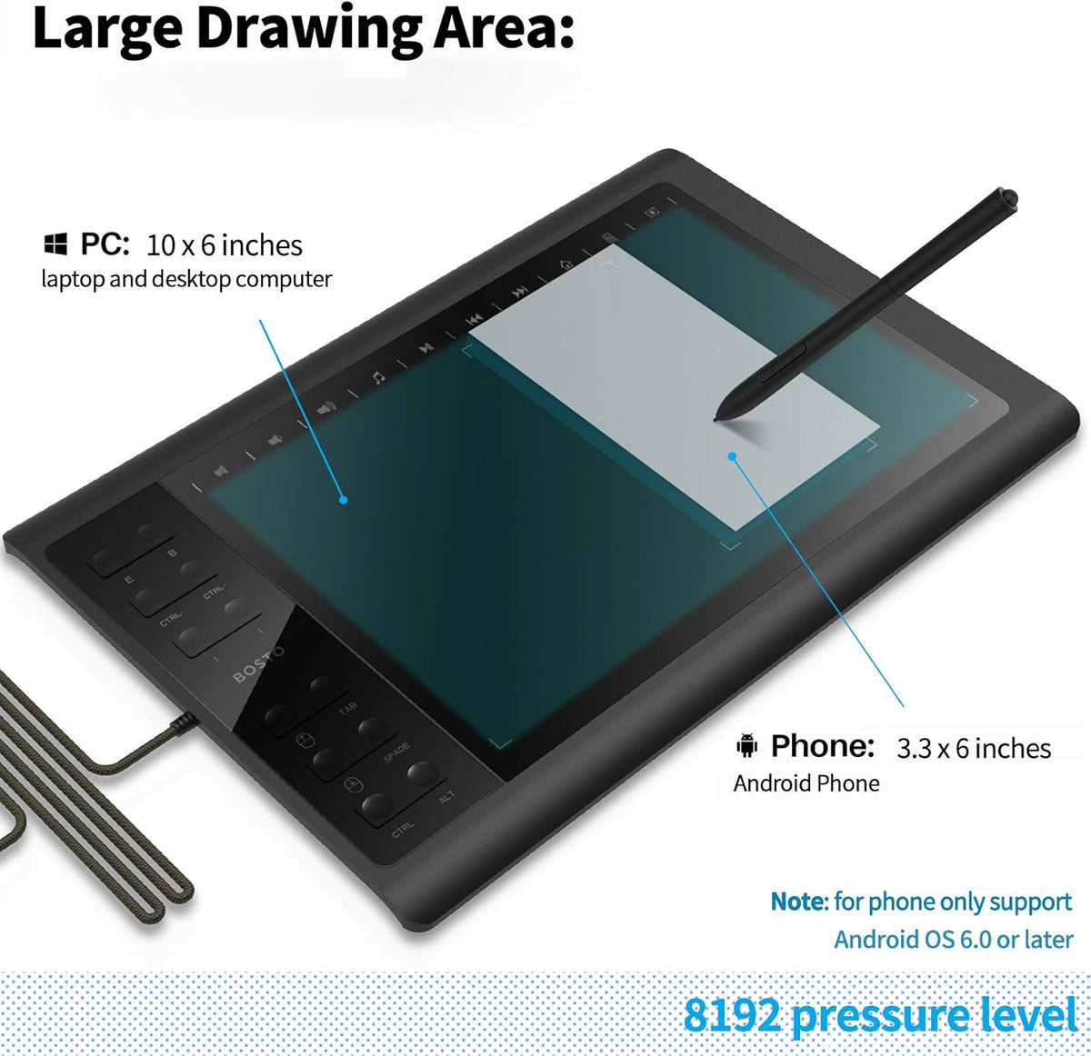 Drawing Tablet 10 X 6 Inches with Pressure Sensitive Stylus Pack of 2 E44750