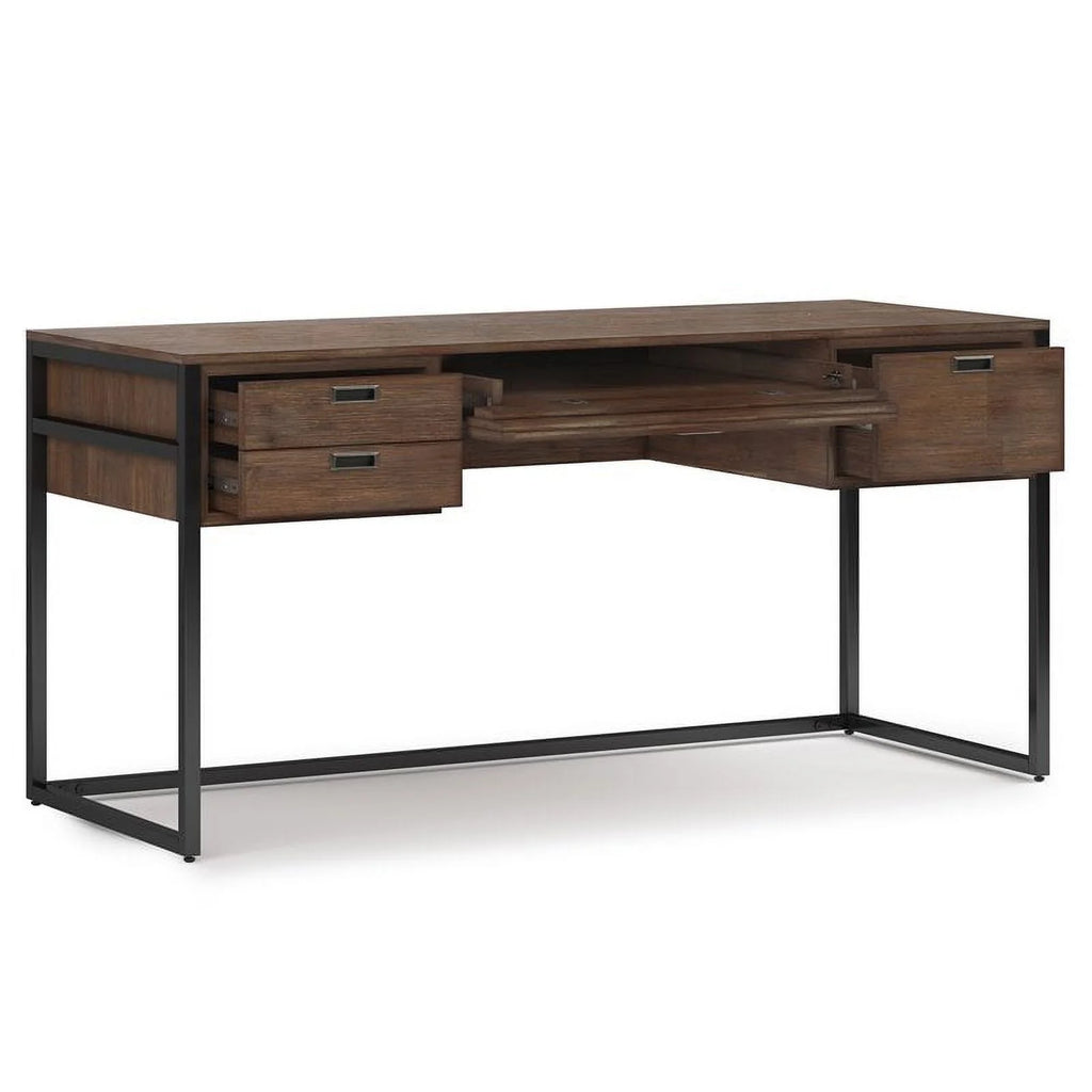 60"W Solid Wood Desk in Rustic Natural Aged Brown G26051