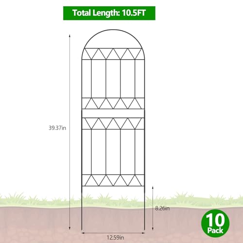 10 Pack Rustproof Metal Garden Fence Panels E899