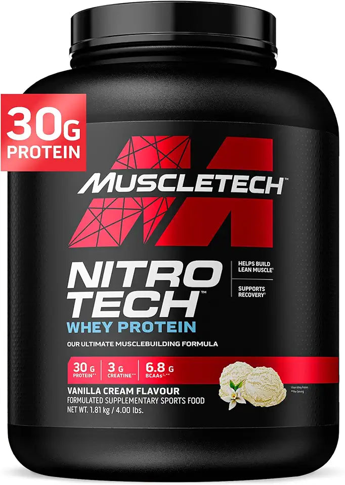 Whey Protein Powder Vanilla Cream 4 Pound & Creatine Monohydrate Micronized Powder 500G M405