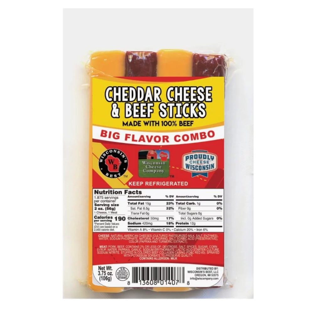Cheddar Cheese & Beef Sticks, 3.75 oz, 12 ct F424