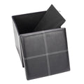 Black Leather Square Storage Ottoman T47454