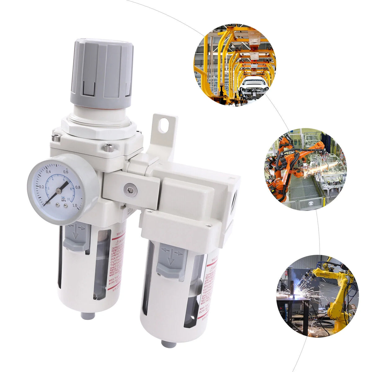 1/2" NPT Air Pressure Regulator Air Dryer Filter Water Trap Separator R16180