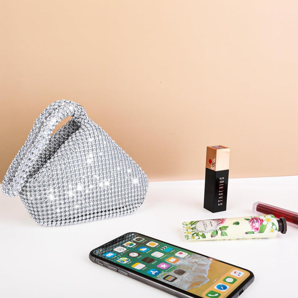 Silver Rhinestone Clutch Bag (Large) U51664