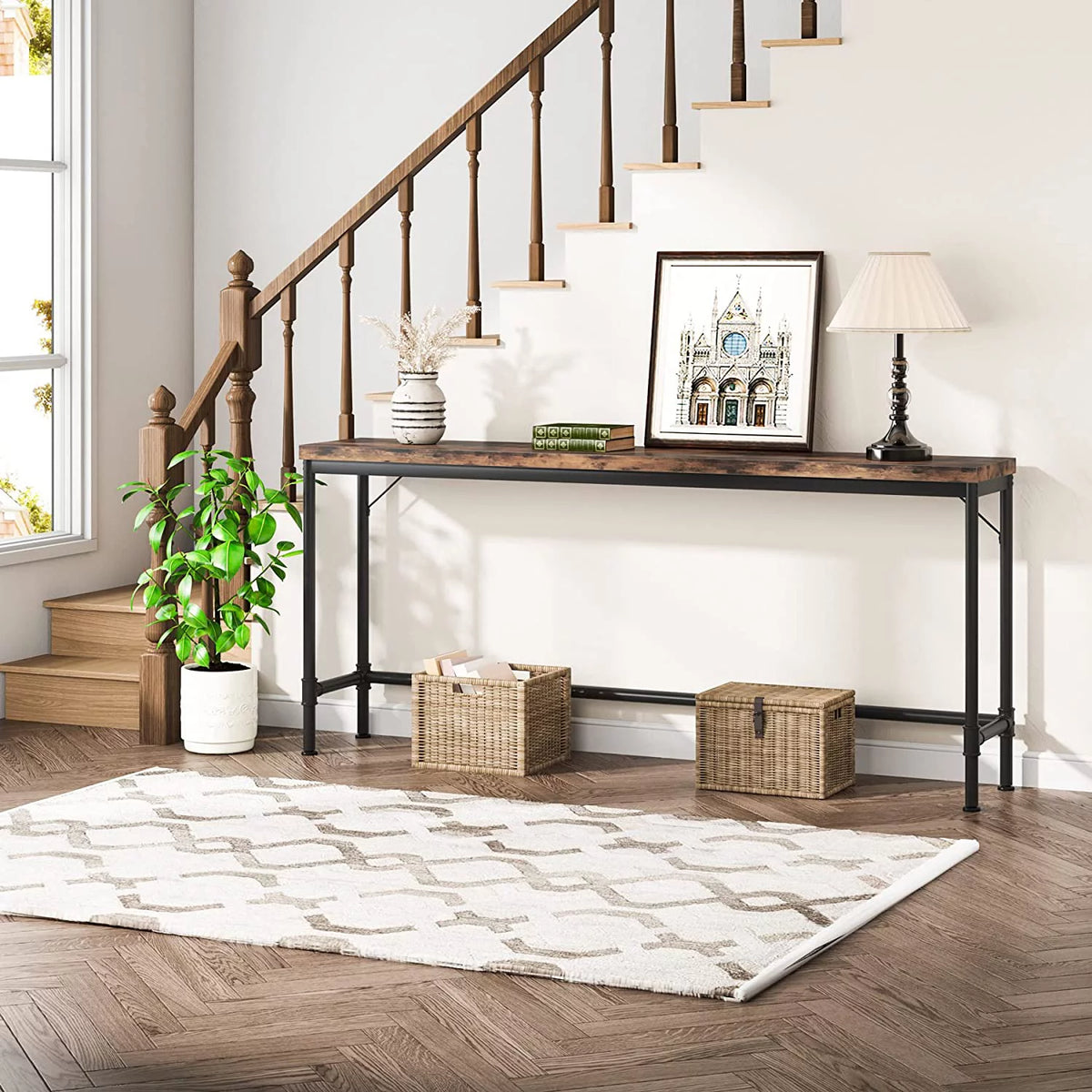 Rustic Brown Narrow Console Table I957