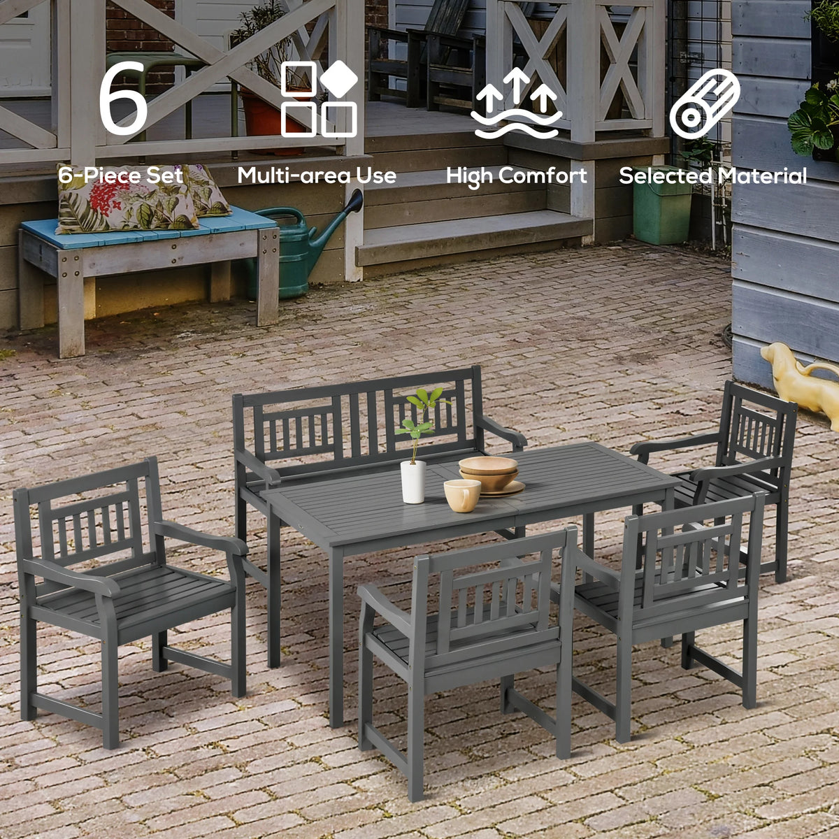 6pc Gray Wood Patio Table & Chairs T920967