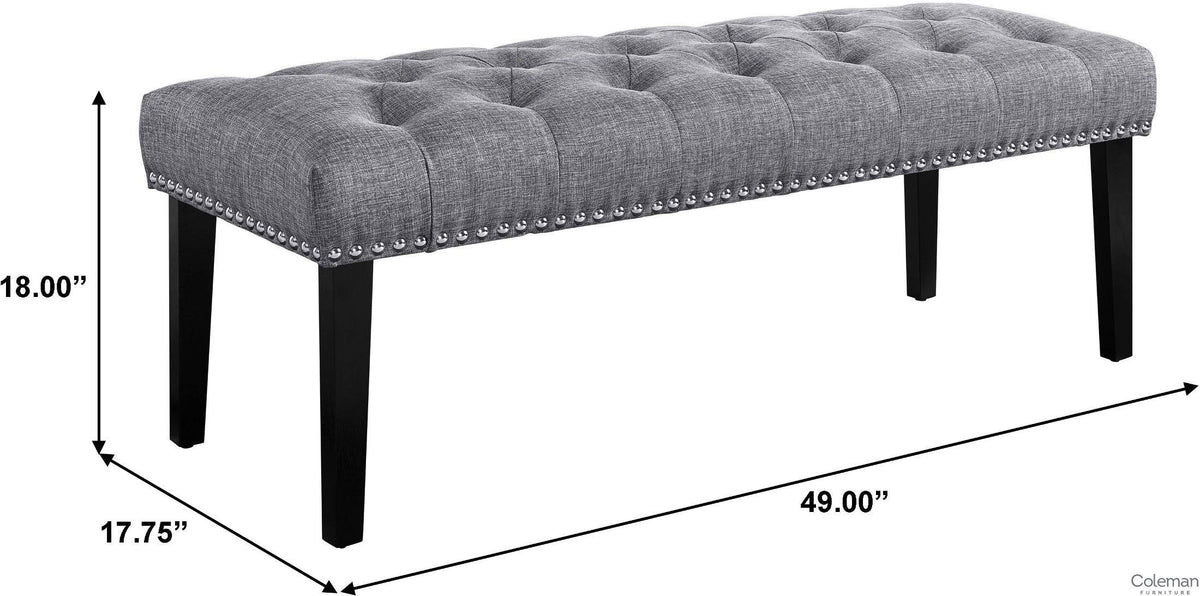 Grey Tufted Upholstered Bed Bench V15290