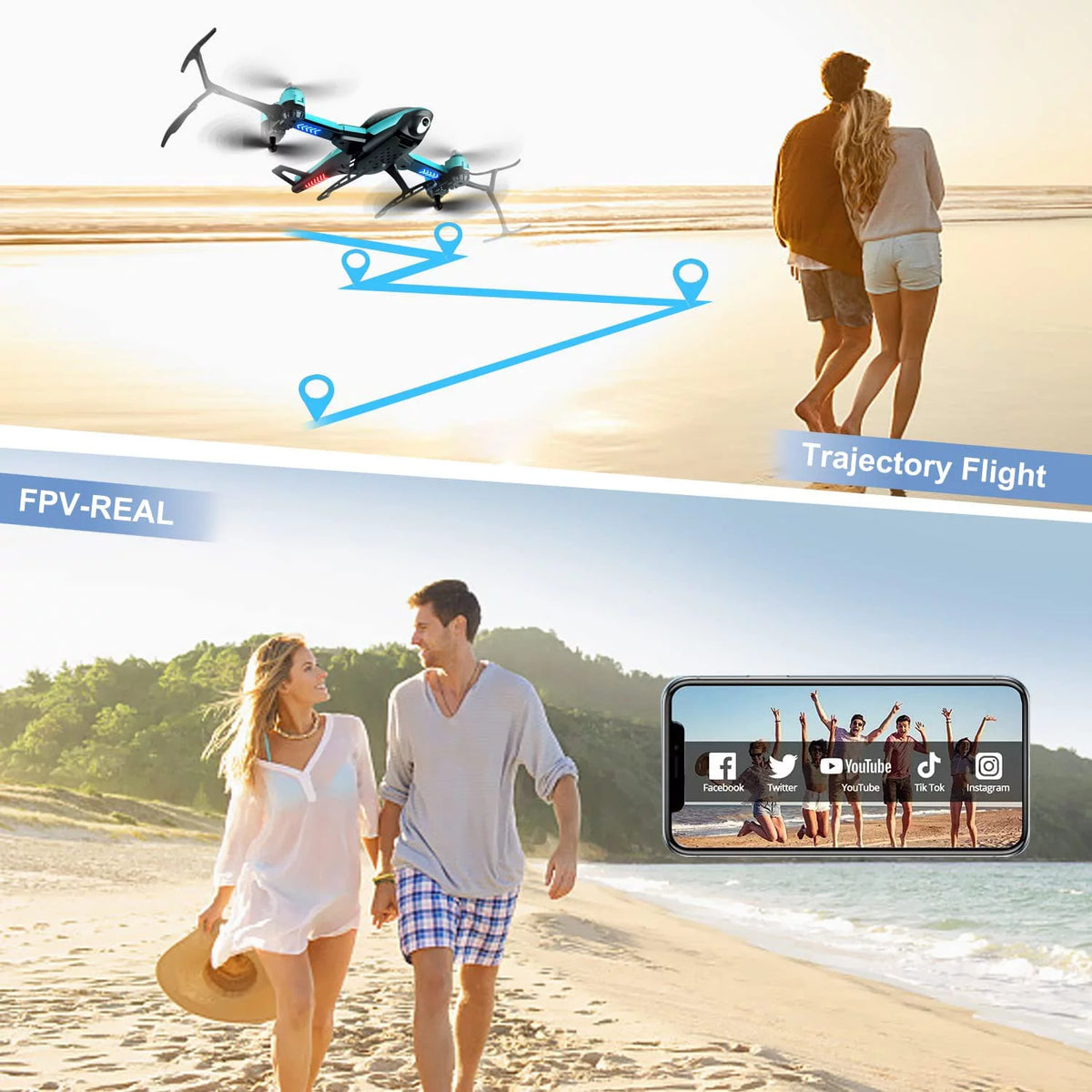 RC Helicopter Drone with 1080P HD Camera Blue F12126