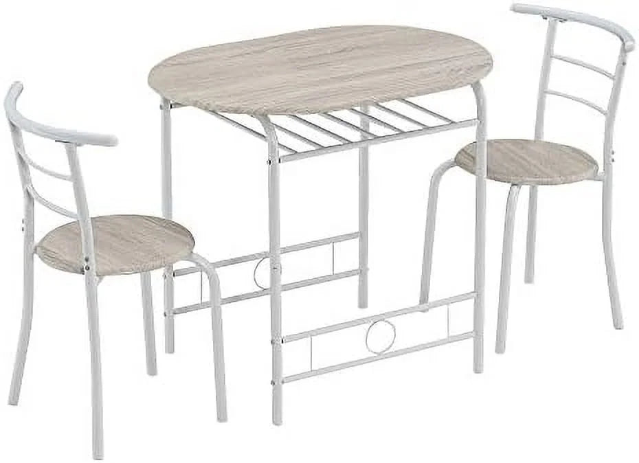 Compact Dining Table Set with Rack (Oak and White) A9828