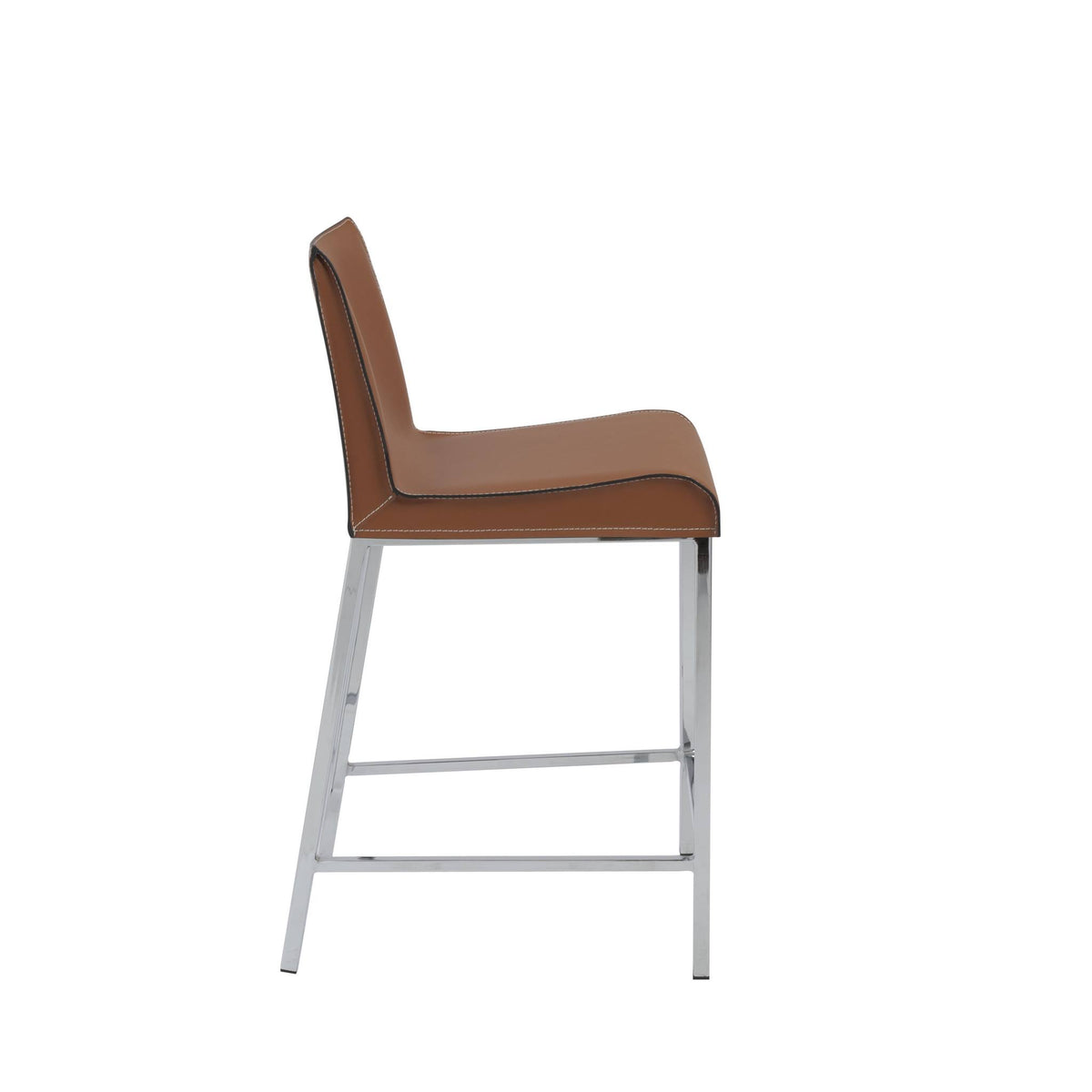 Cognac Chrome Counter Stool Set of 2 C822910
