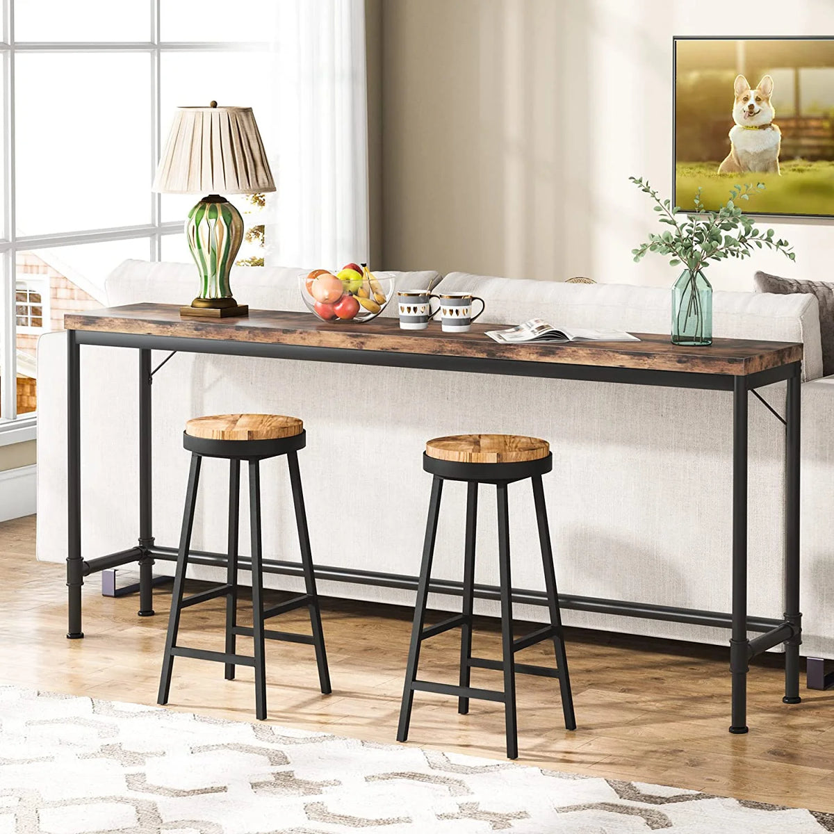 Rustic Brown Narrow Console Table I957