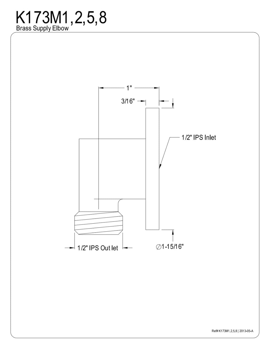 Polished Chrome Wall Mount Supply Elbow Q94603