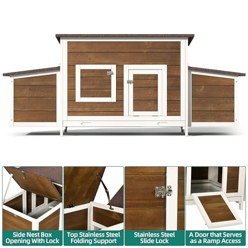11.5ft² Wooden Chicken Coop with 2 Nesting Boxes F759511