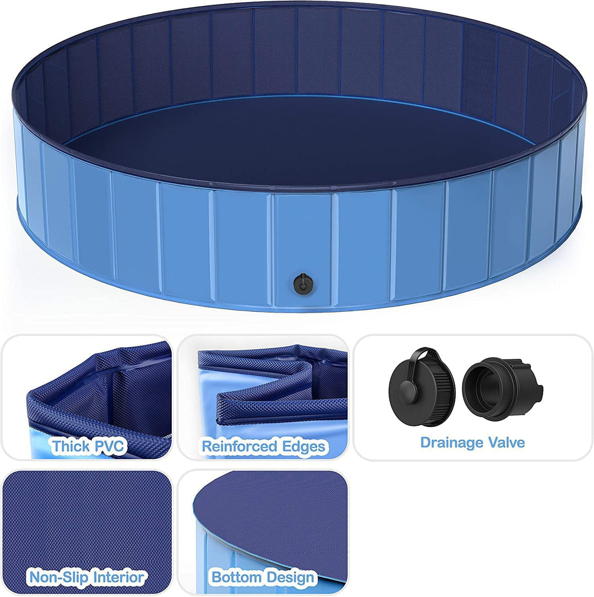Blue 48 x 12 inch Collapsible Pet Pool O85780