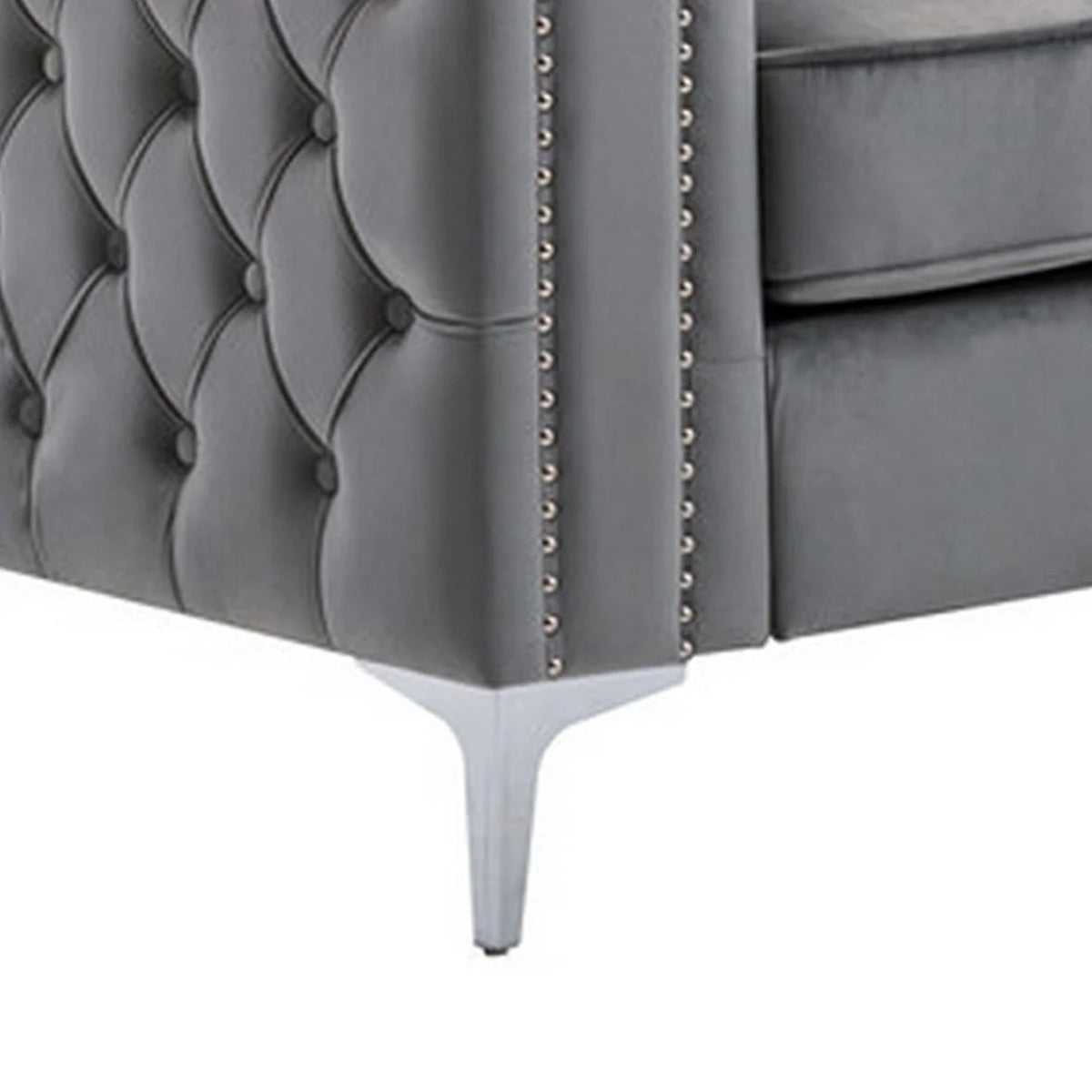 Gray Velvet Chesterfield Loveseat X1278