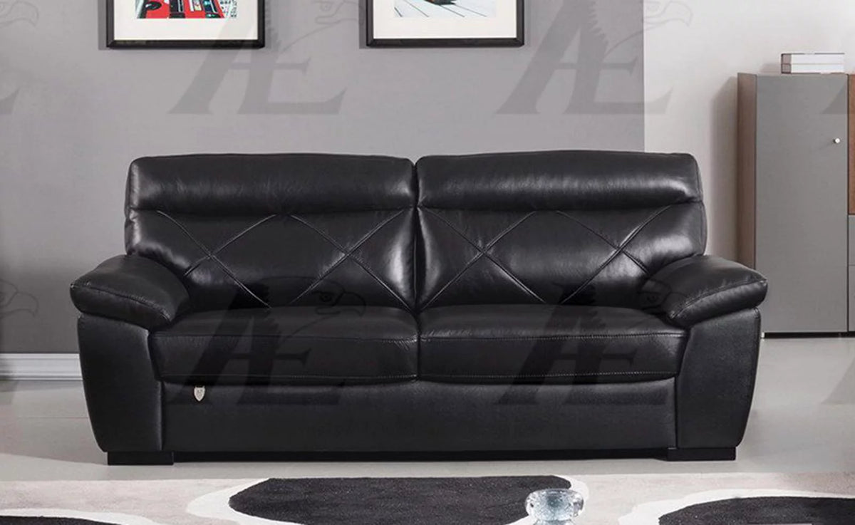 Black Italian Leather Sofa and Loveseat Set I786284