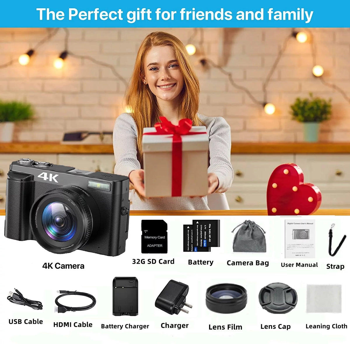 4K Digital Camera with 32GB SD Card M2414