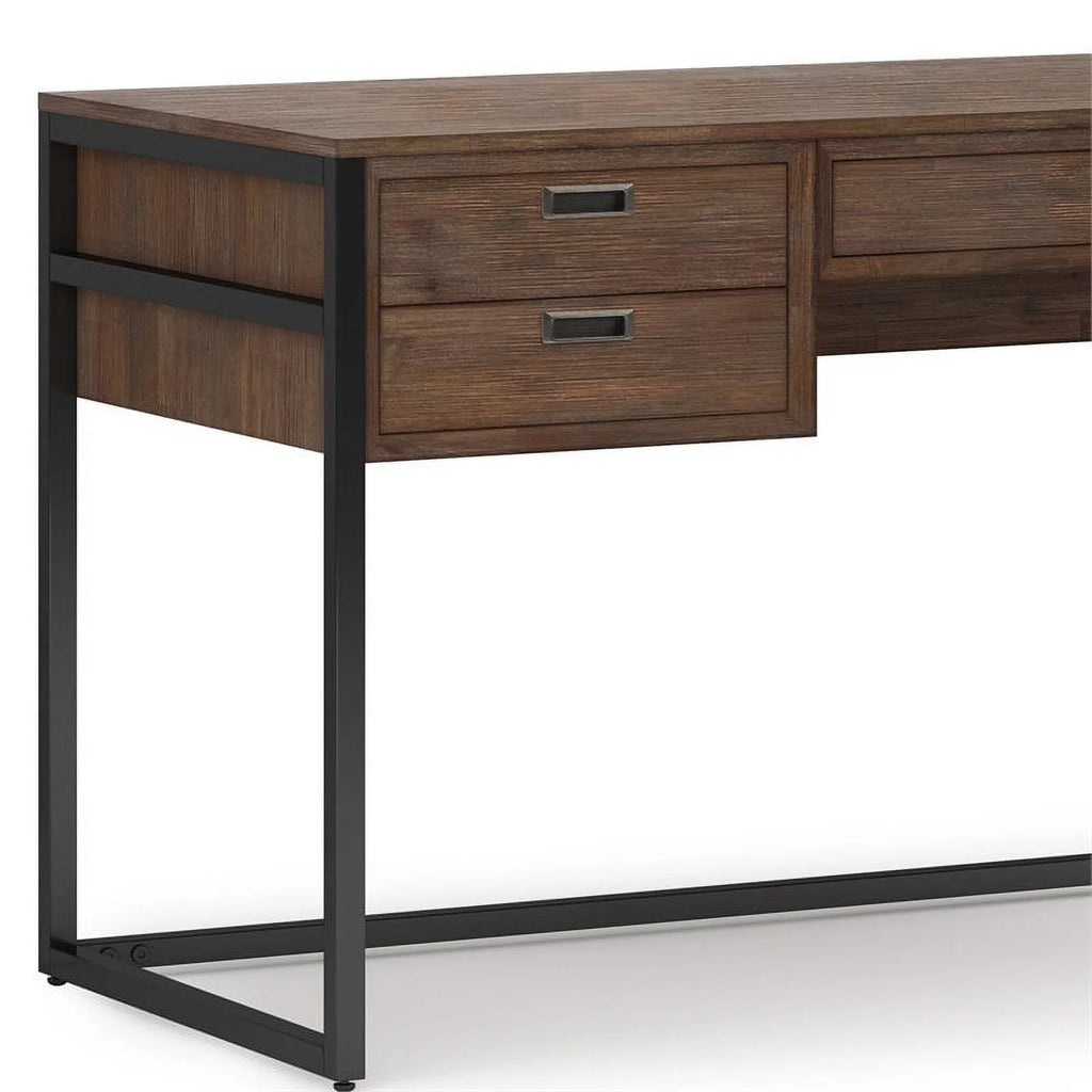 60"W Solid Wood Desk in Rustic Natural Aged Brown G26051