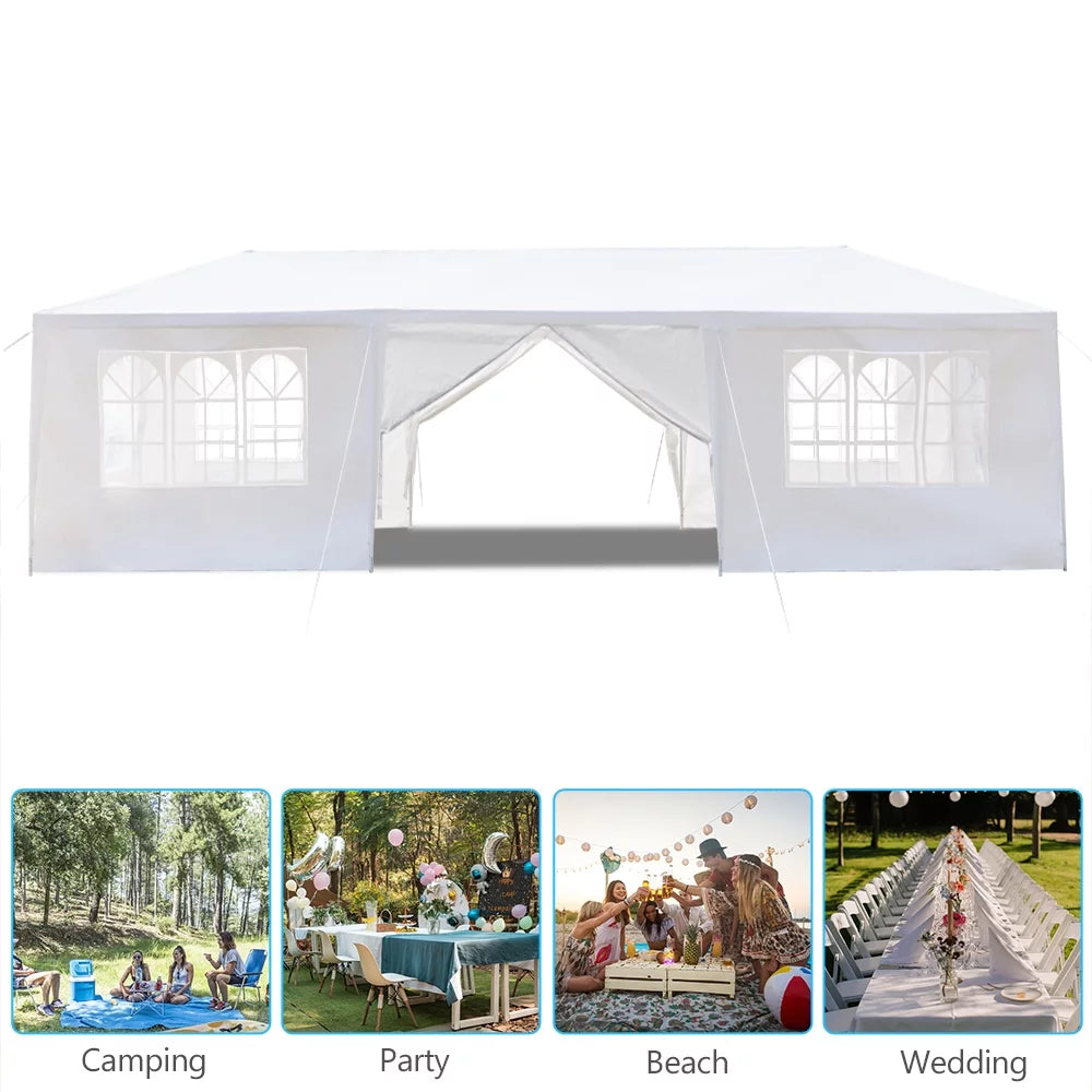 10'x 30' Canopy Tent with 8 Sidewalls White R849310