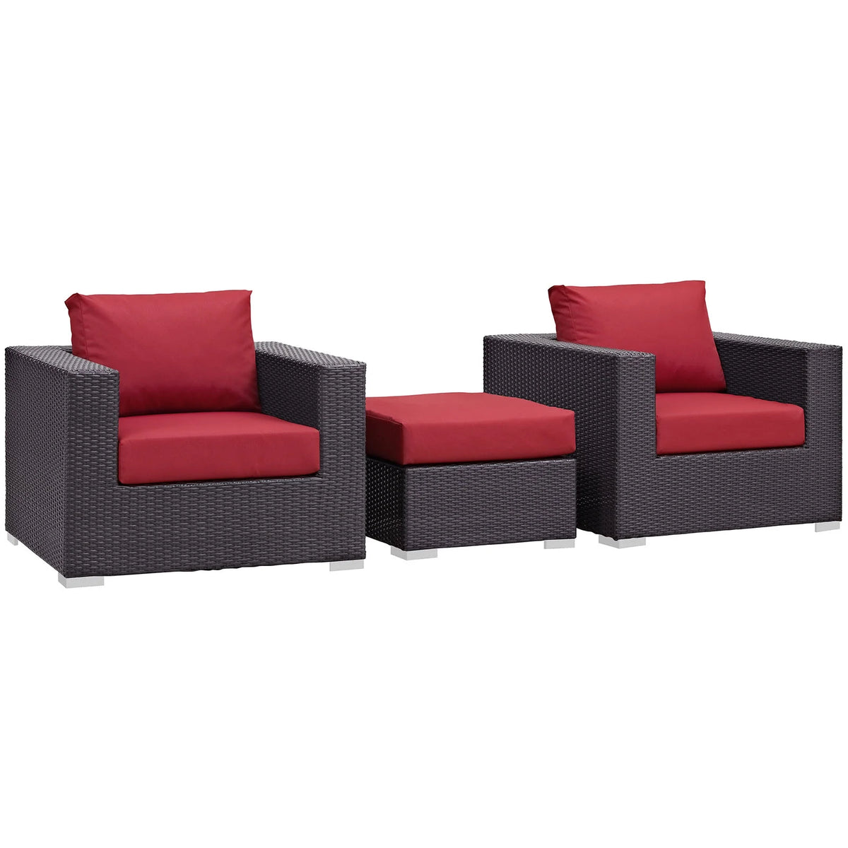 3 Piece Outdoor Patio Sofa Set in Espresso Red Y66909