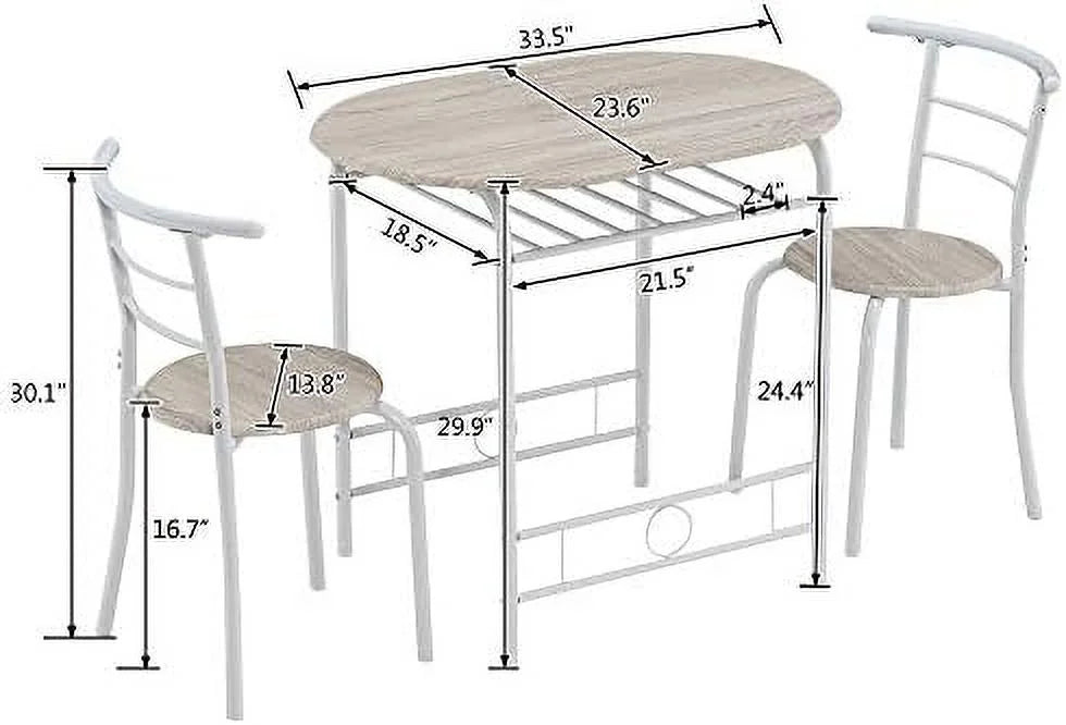 Compact Dining Table Set with Rack (Oak and White) A9828