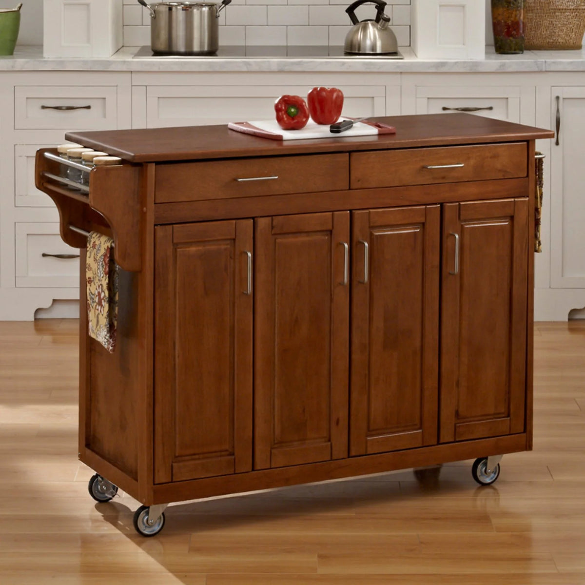 Wood Kitchen Cart in Off White I83419