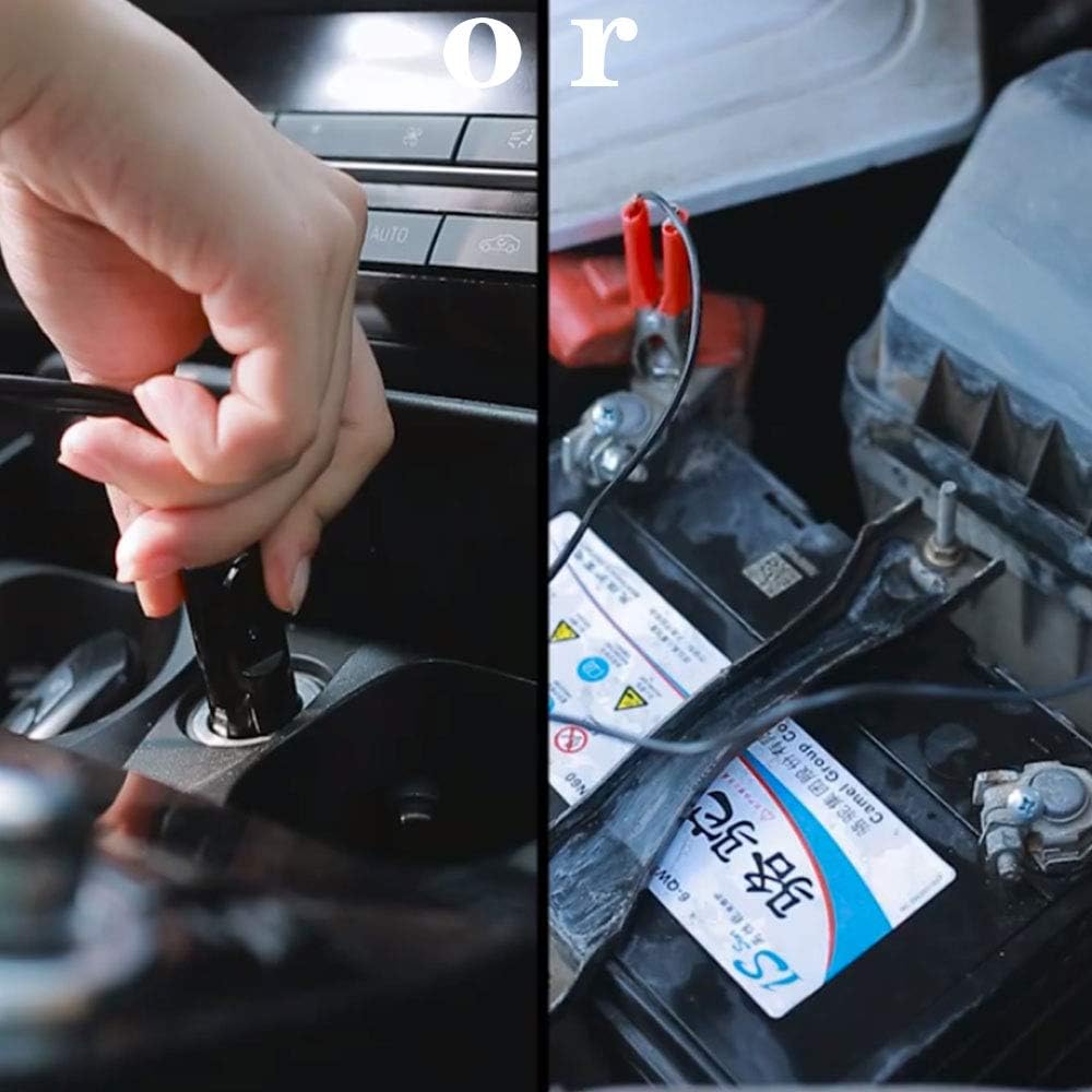 12V 150 PSI Double Cylinder Tire Inflator Air Compressor with LED Light and Storage Bag S61384