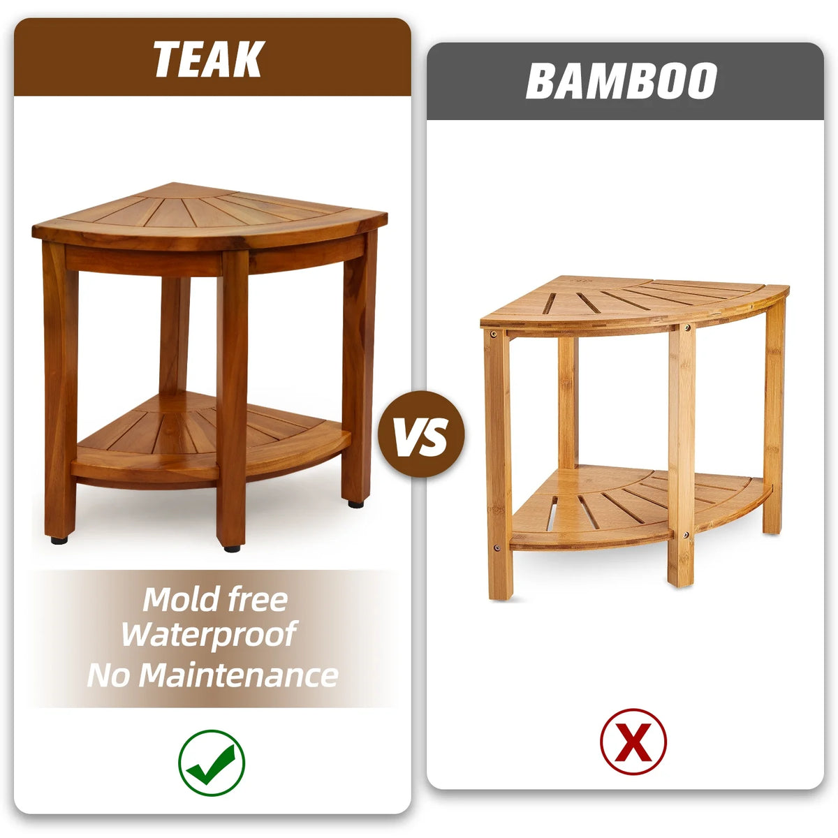 Teak Shower Bench with Shelf M7439