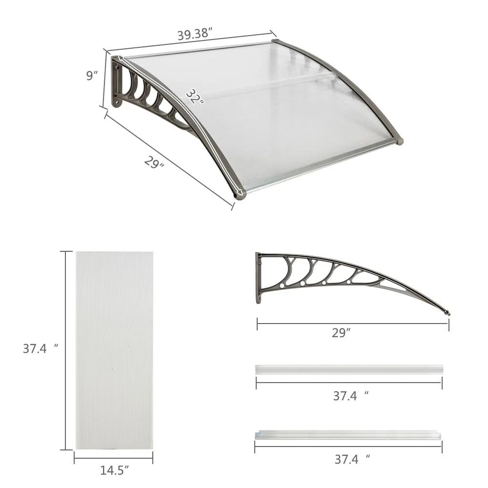 39"x29" Patio ABS Window Awning Front Door Canopy Cover D5843