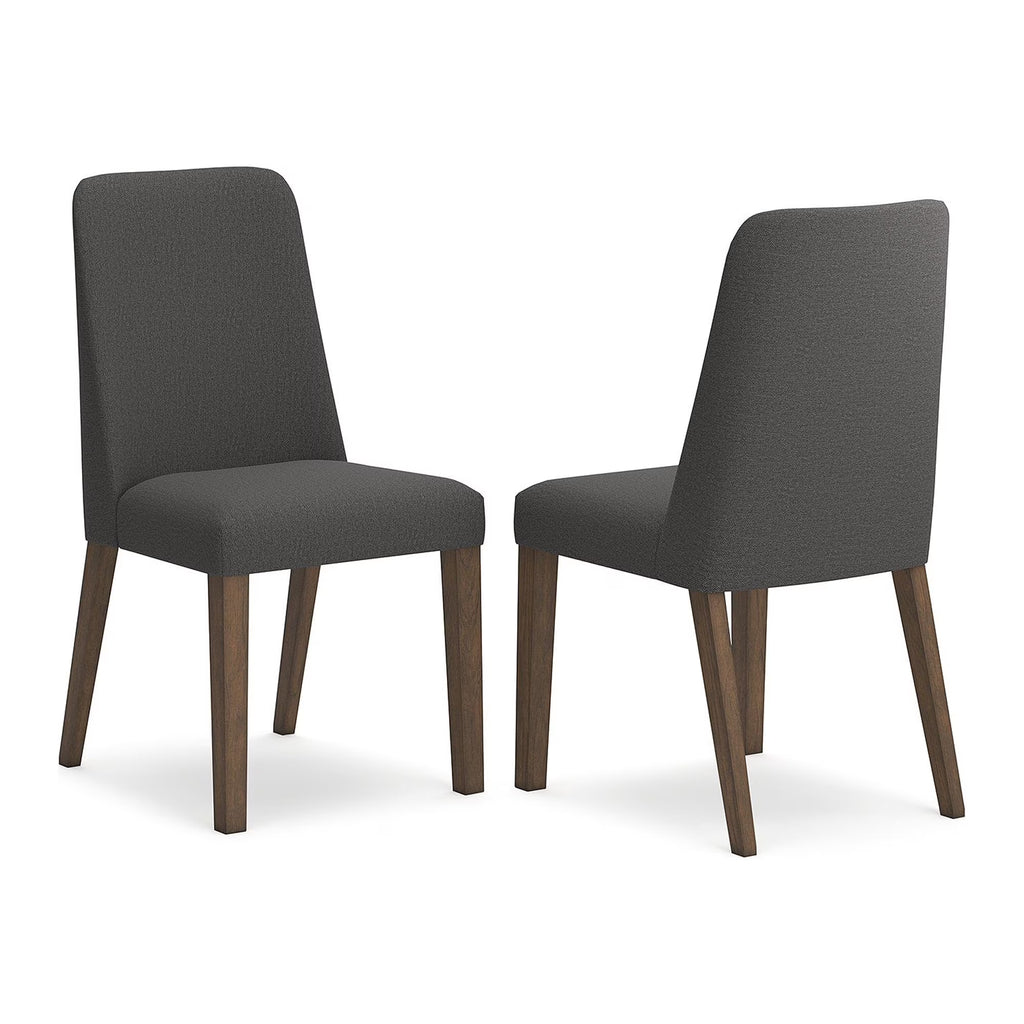 Upholstered Side Chair with Foam Cushion, Set of 2, Dark Gray & Brown J310