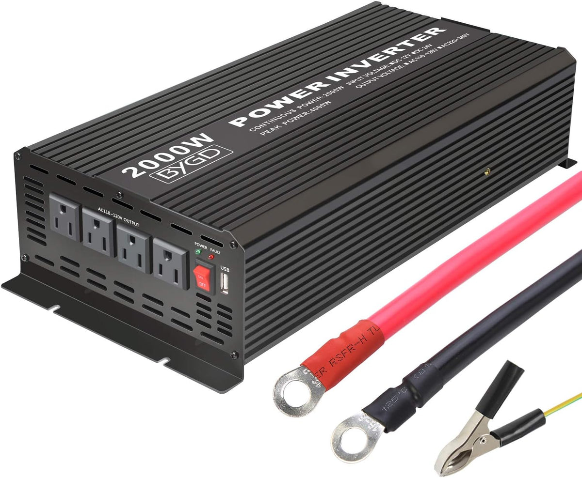 2000W Power Inverter 12V to 110V Modified Sine Wave with 4 AC Outlets M6424
