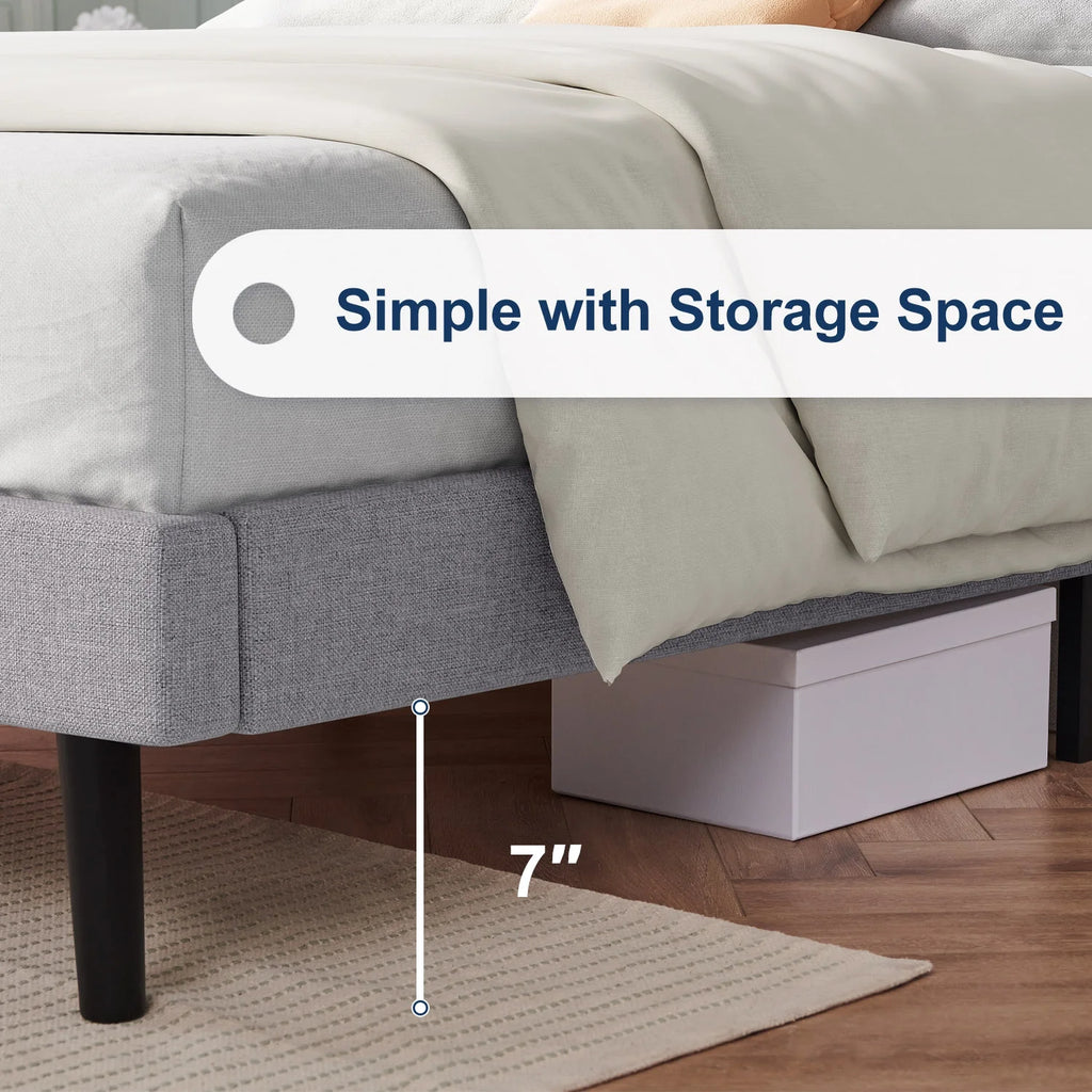 Queen Upholstered Platform Bed Frame with Headboard J463