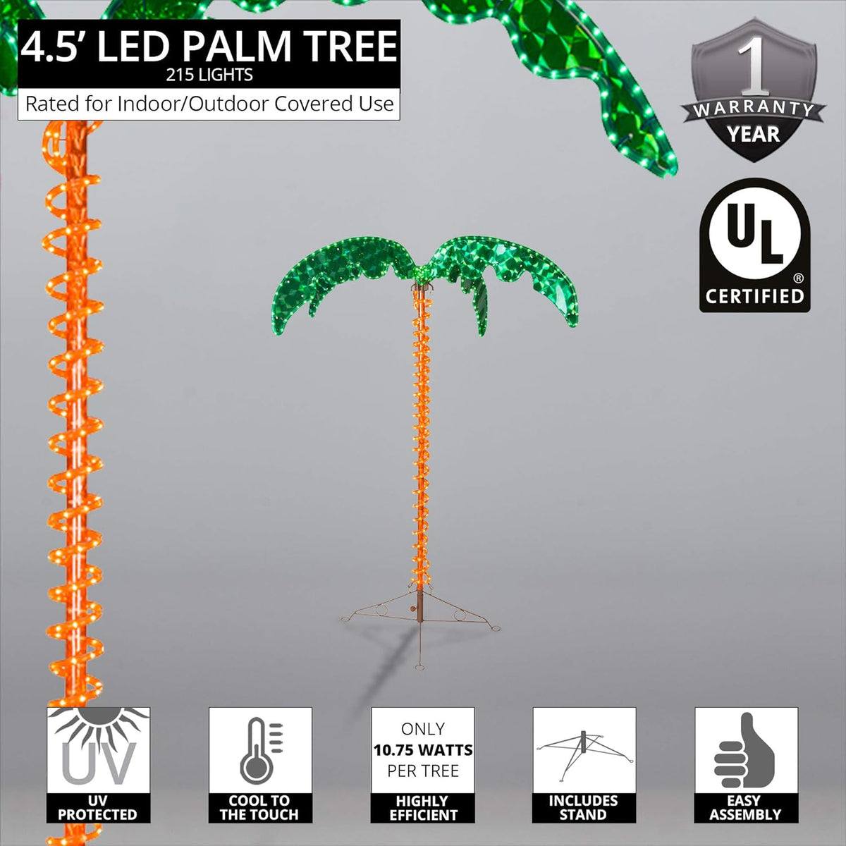 Tropical LED Rope Light Palm Tree (4.5 Foot) J163137