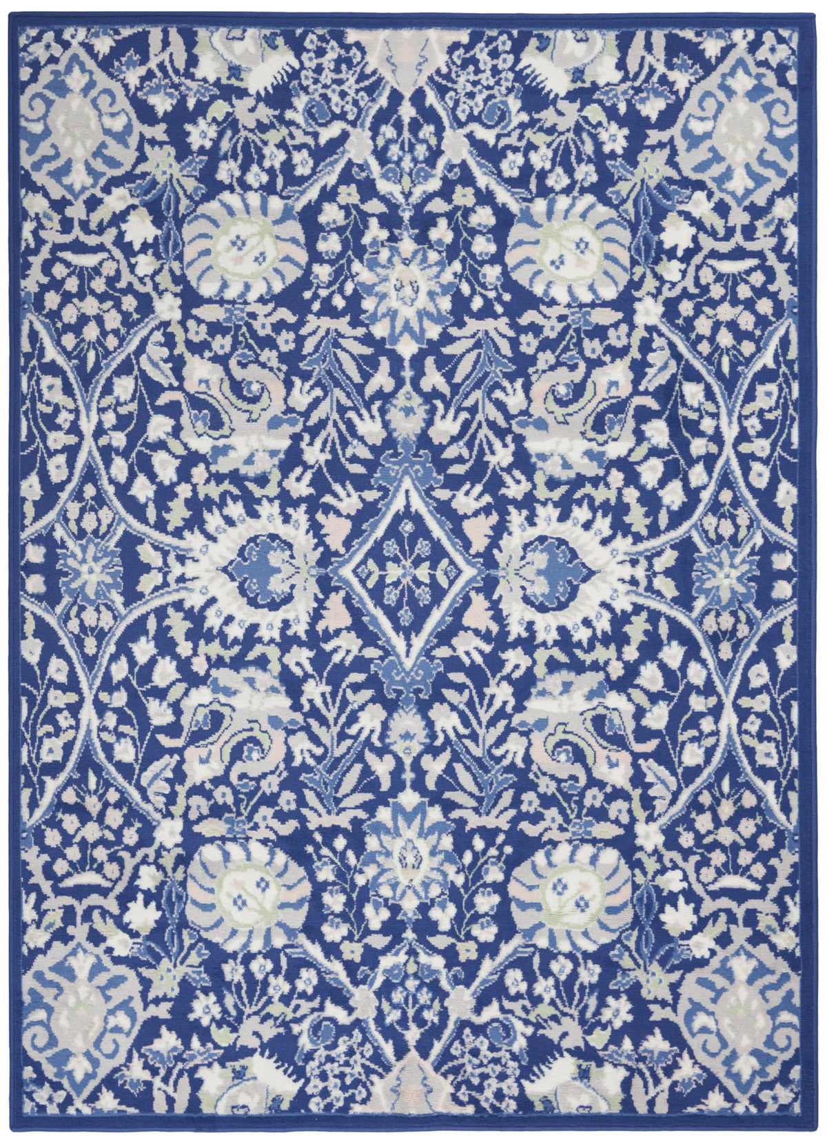 Floral Bohemian Navy Multicolor 5' x 7' Area Rug N829643