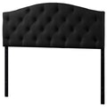 Black Faux Leather Tufted Queen Size Panel Headboard S7126