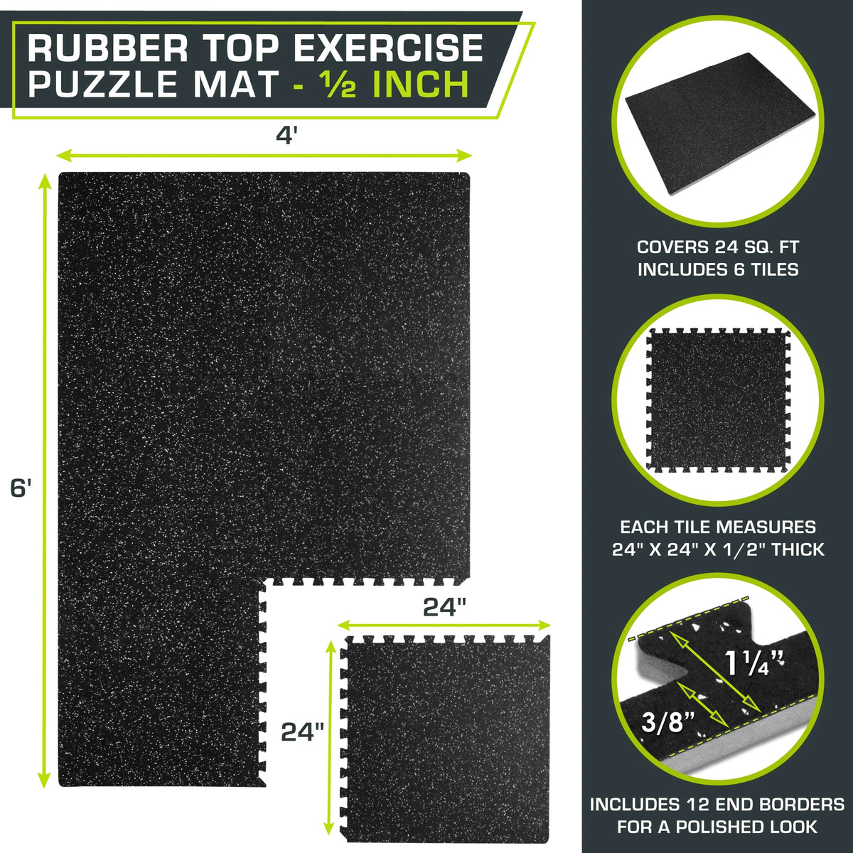 Blue 3/4-in Exercise Puzzle Mat 6 Tiles D3399