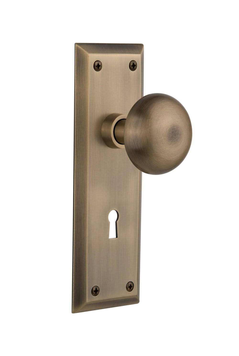 Antique Brass Door Knob with Keyhole Passage Z7072