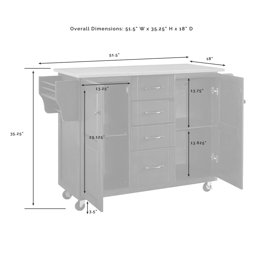White Granite Top Kitchen Cart N7225