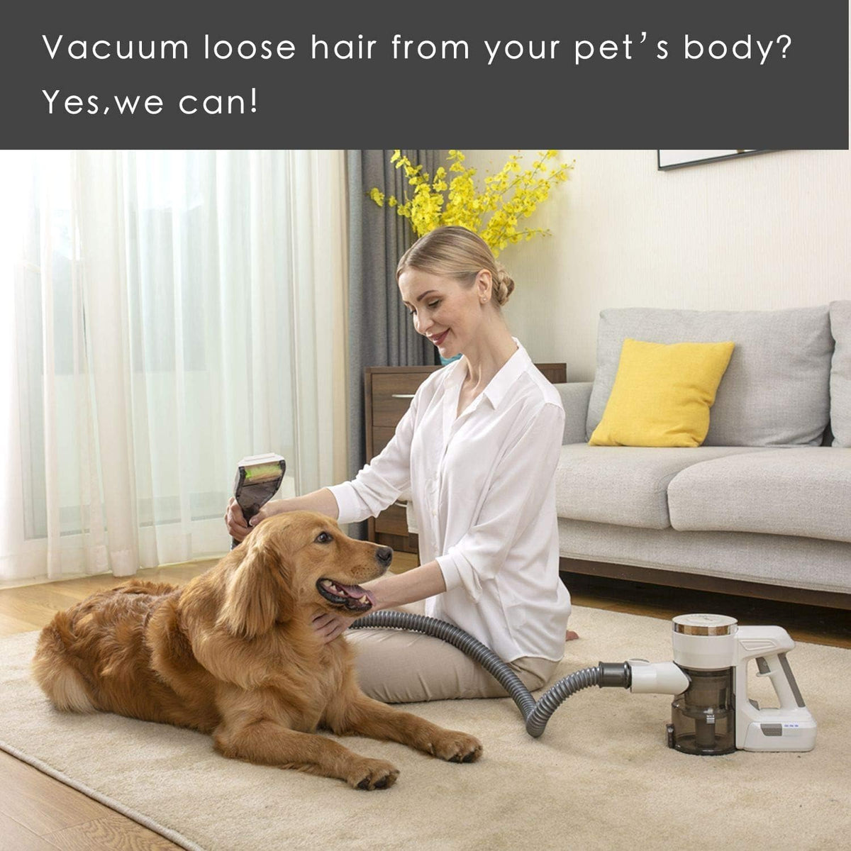 3 in 1 Cordless Pet Grooming Vacuum with Dog/Cat Grooming Brush D966268