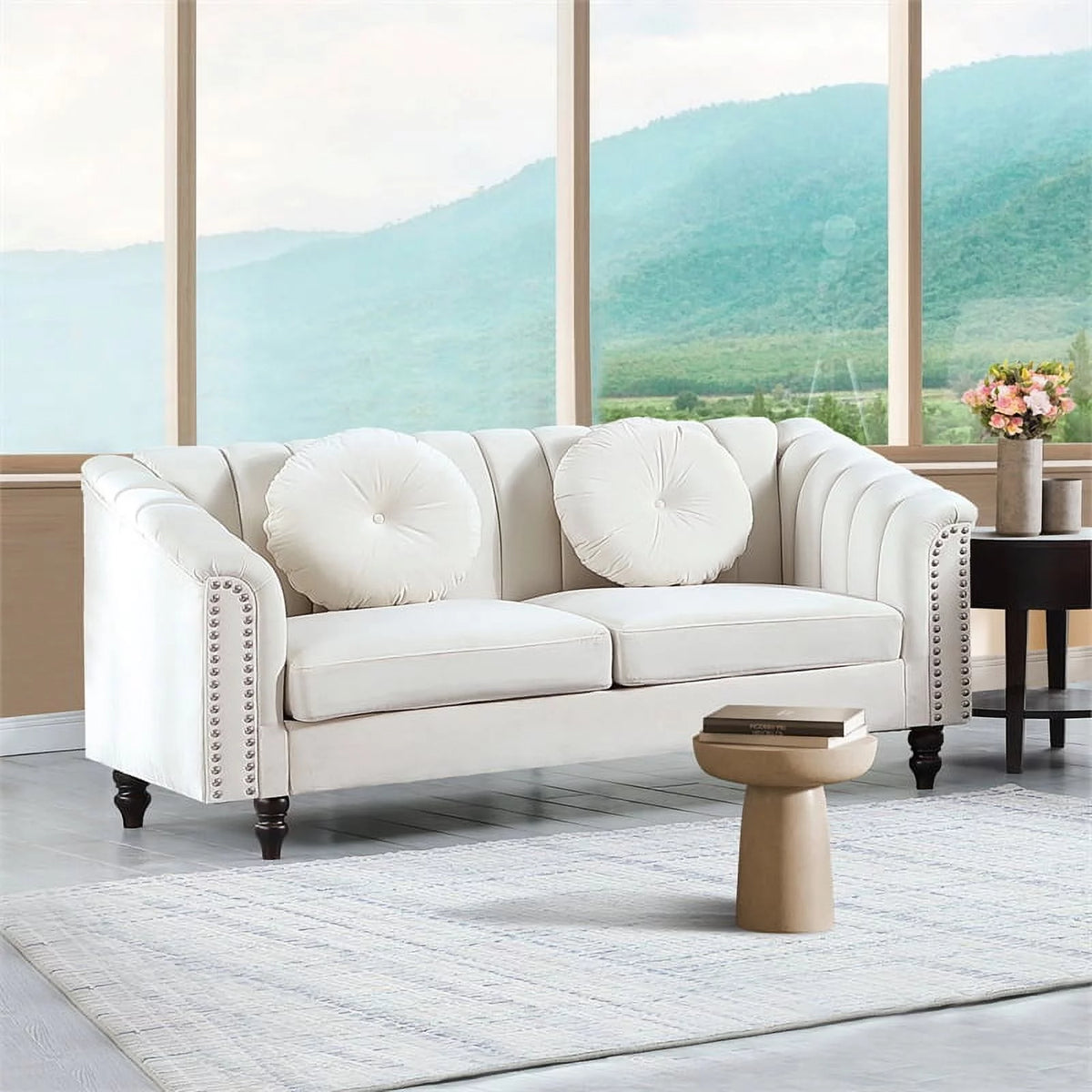 White 3 Pieces Microfiber Living Room Set S31072