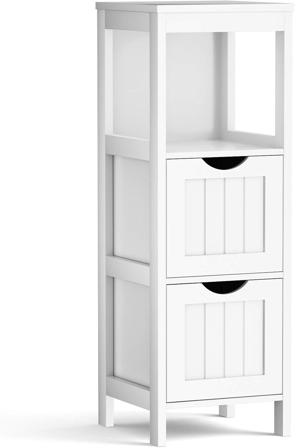 White Wooden Bathroom Floor Cabinet with 2 Adjustable Drawers U294