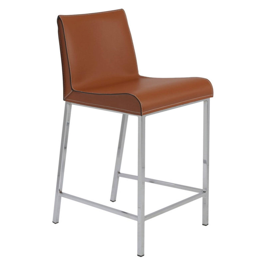 Cognac Chrome Counter Stool Set of 2 C822910