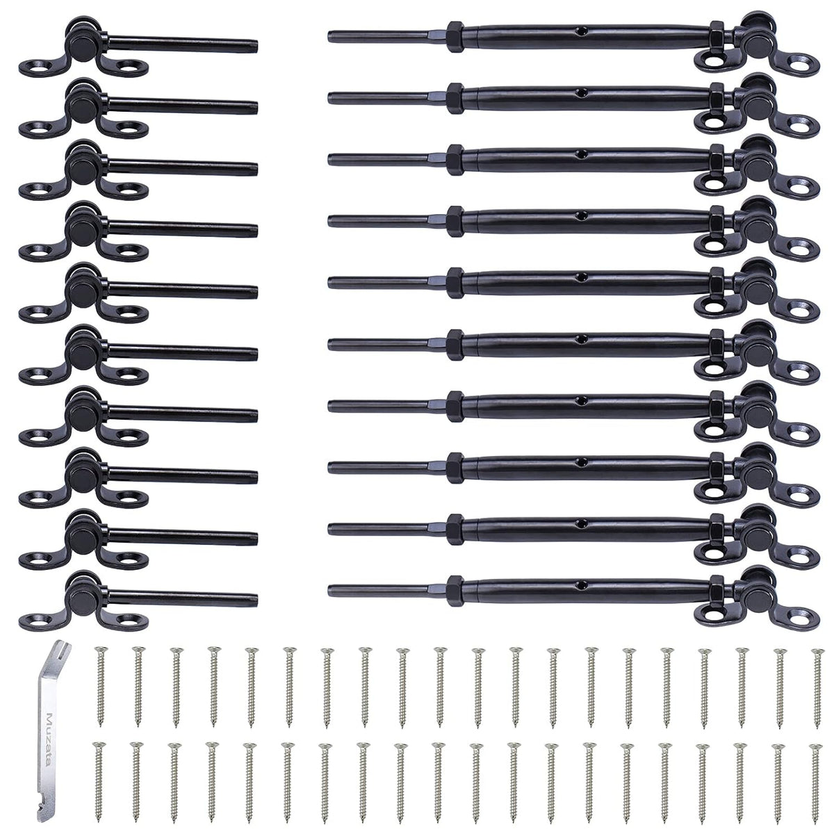 Black Cable Railing Kit 10 Set T316 Stainless Steel Hardware C6295