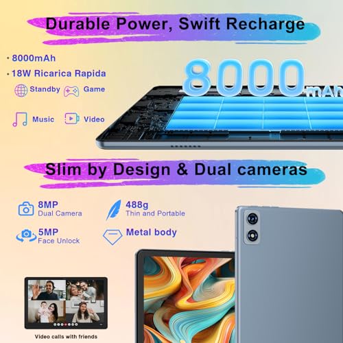 Android 14 Tablet 22G+128G 10 inch 8000 mAh Octa-Core with Keyboard Mouse Case I894413